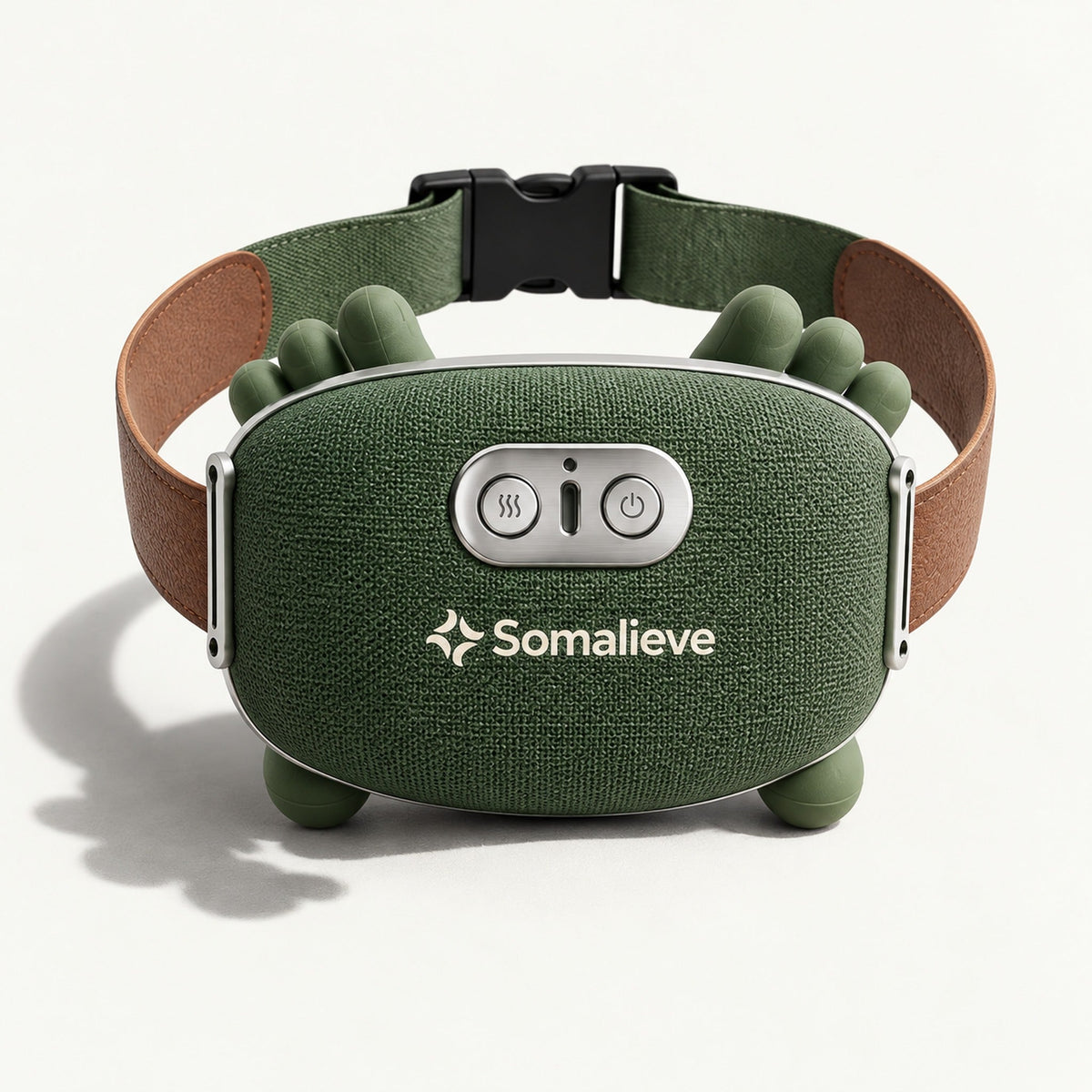 Somalieve heated neck and shoulder massager, front view with adjustable strap