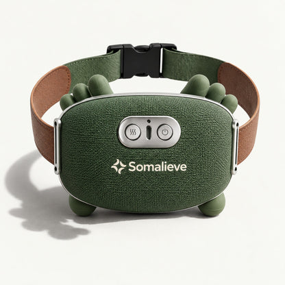 Somalieve heated neck and shoulder massager, front view with adjustable strap